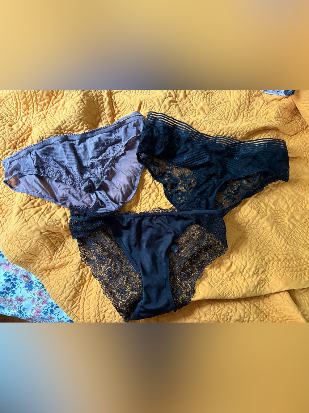 Adore Me Lace Bikini Panty Set in Black and Lavender